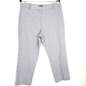 Talbots Cotton Curvy Seersucker  Ankle Blue Striped Pockets Pant Size 12